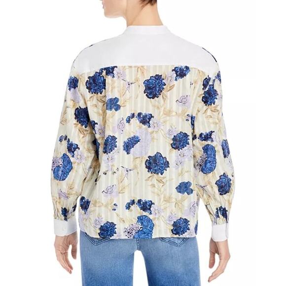 Tory Burch Floral Print Tunic Long Sleeves Top Sz M - Picture 7 of 8